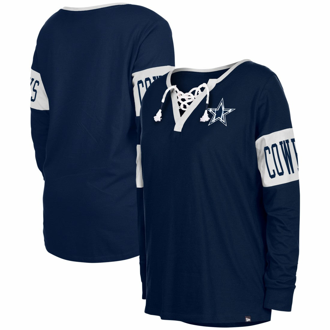 Women's Lace-Up Notch Neck Long Sleeve T-Shirt - Dallas Cowboys T-shirts