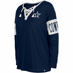 Women's Lace-Up Notch Neck Long Sleeve T-Shirt - Dallas Cowboys T-shirts