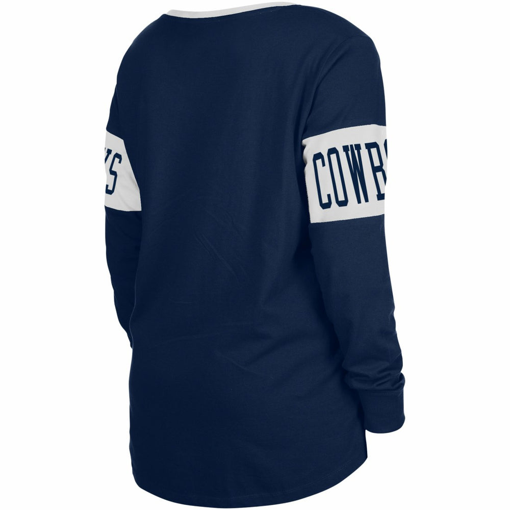 Women's Lace-Up Notch Neck Long Sleeve T-Shirt - Dallas Cowboys T-shirts