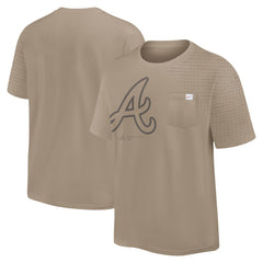 Khaki Atlanta Braves Nike Statement Max90 Pocket T-Shirt