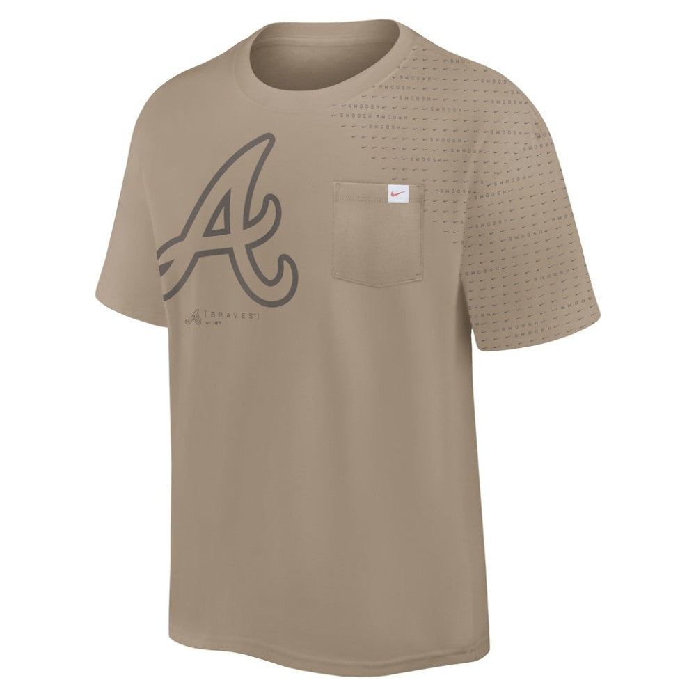 Khaki Atlanta Braves Nike Statement Max90 Pocket T-Shirt