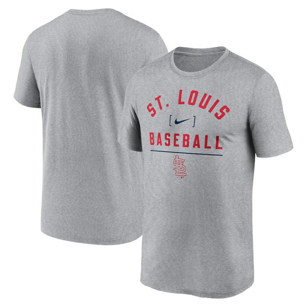 Heather Charcoal St. Louis Cardinals Nike Arch Baseball Stack Performance T-Shirt