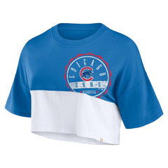 Royal/White Chicago Cubs Fanatics Women's Color Split Boxy Cropped T-Shirt