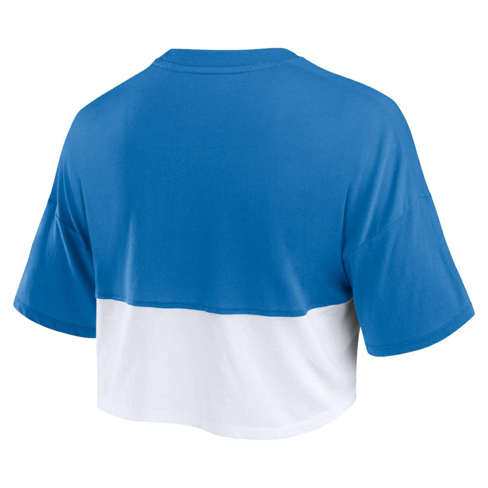 Royal/White Chicago Cubs Fanatics Women's Color Split Boxy Cropped T-Shirt
