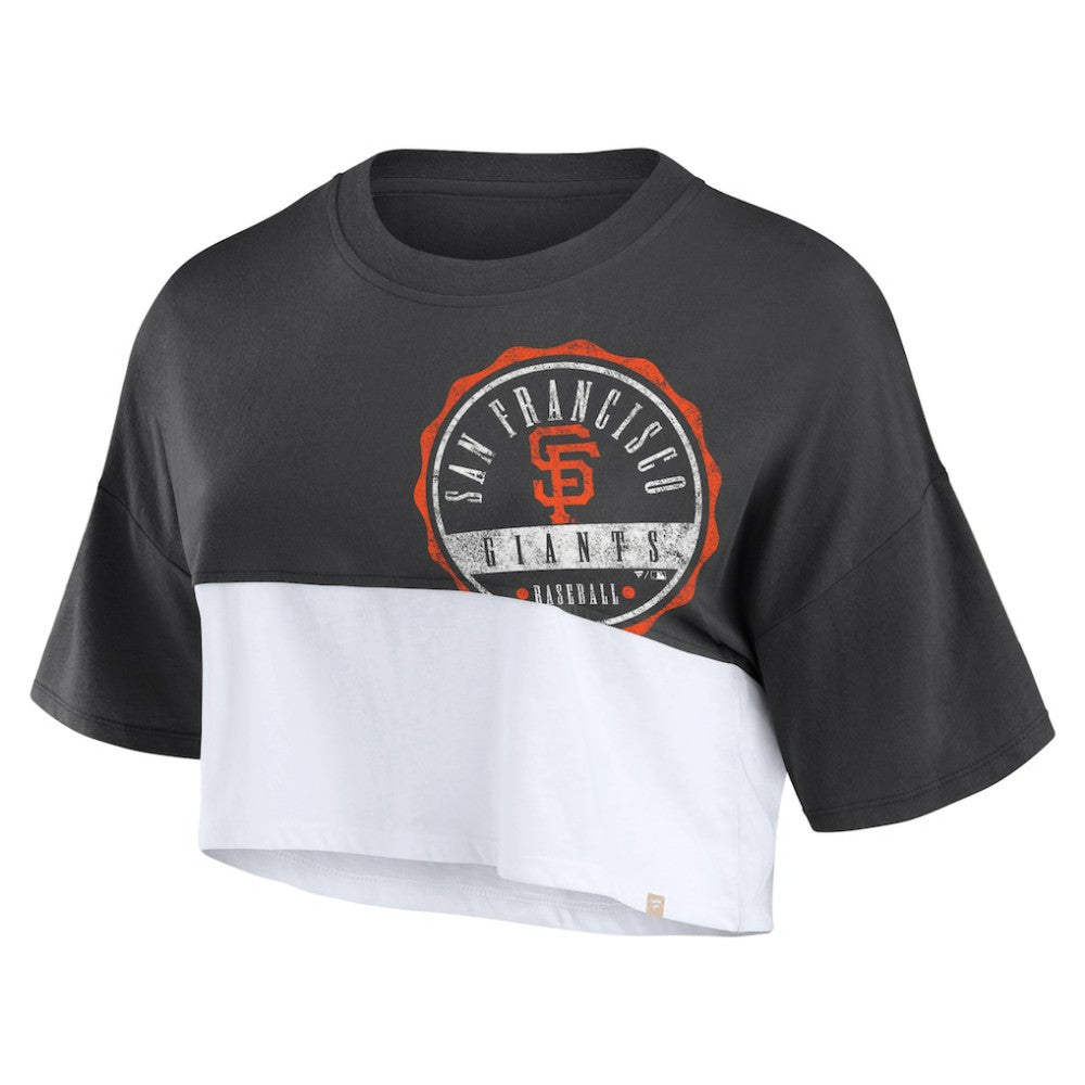 Heather Black/White San Francisco Giants Fanatics Women's Color Split Boxy Cropped T-Shirt