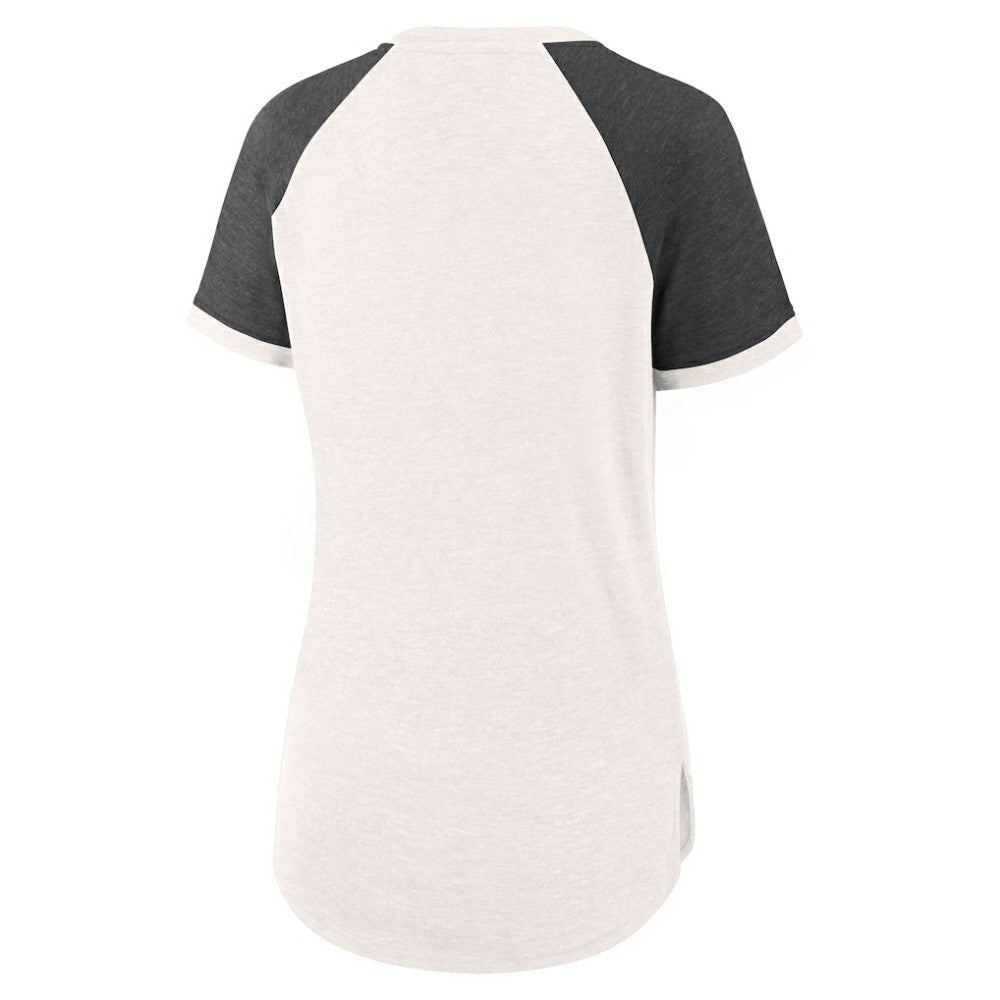 White/Black Baltimore Orioles Fanatics Women's For the Team Slub Raglan V-Neck Jersey T-Shirt