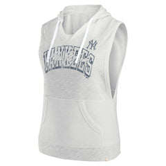 Ash New York Yankees Fanatics Women's Lounge Script Sleeveless Pullover Hoodie