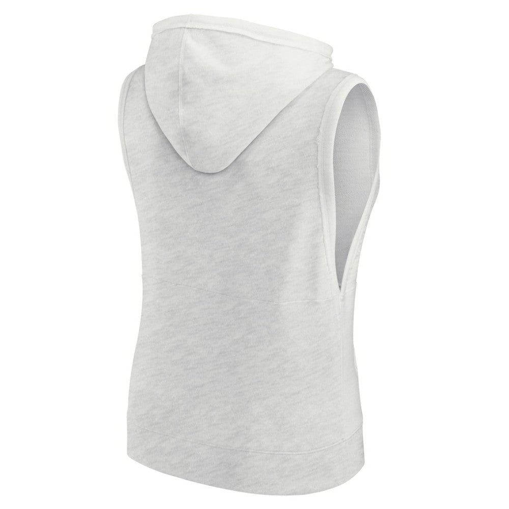 Ash New York Yankees Fanatics Women's Lounge Script Sleeveless Pullover Hoodie