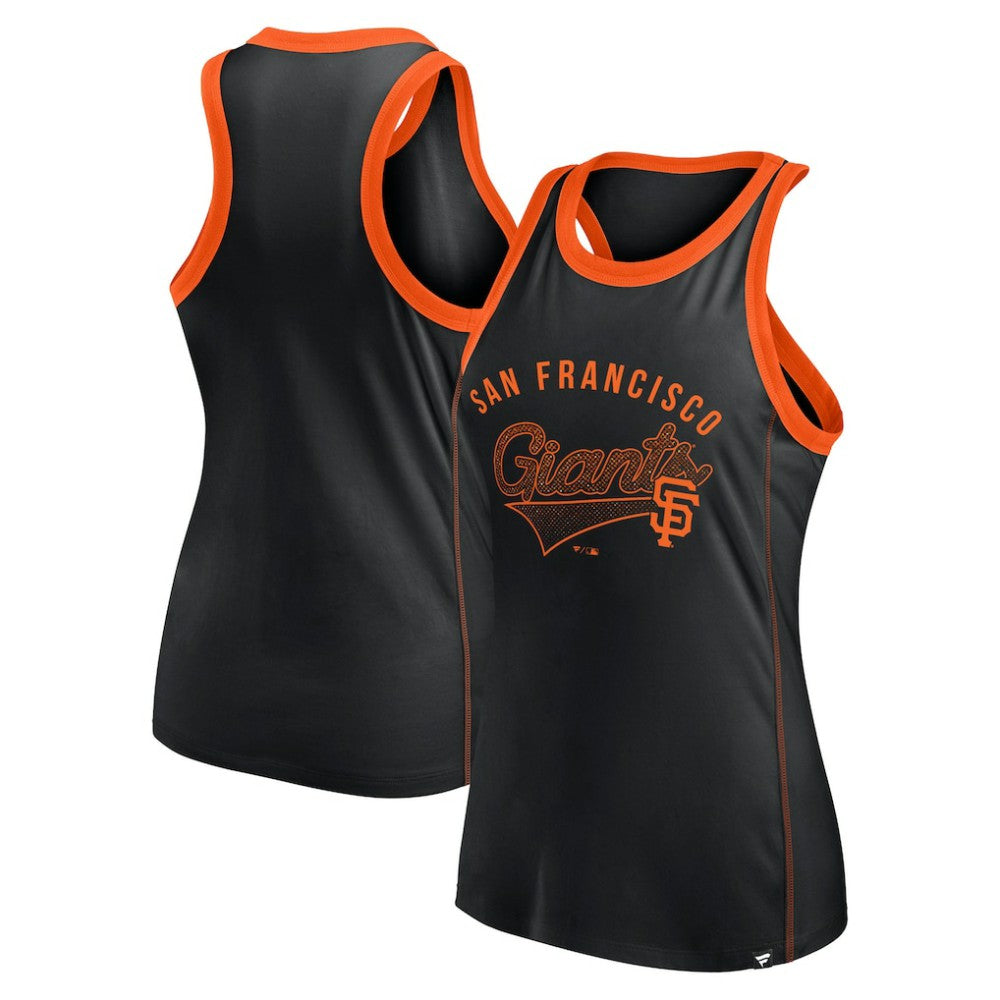 Black San Francisco Giants Fanatics Women's Tailsweep Fashion Racerback Rhinestone Tank Top