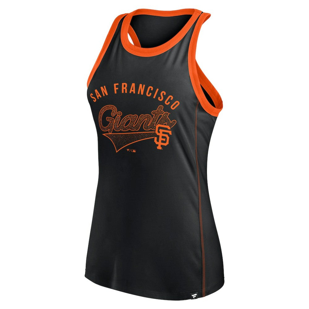 Black San Francisco Giants Fanatics Women's Tailsweep Fashion Racerback Rhinestone Tank Top