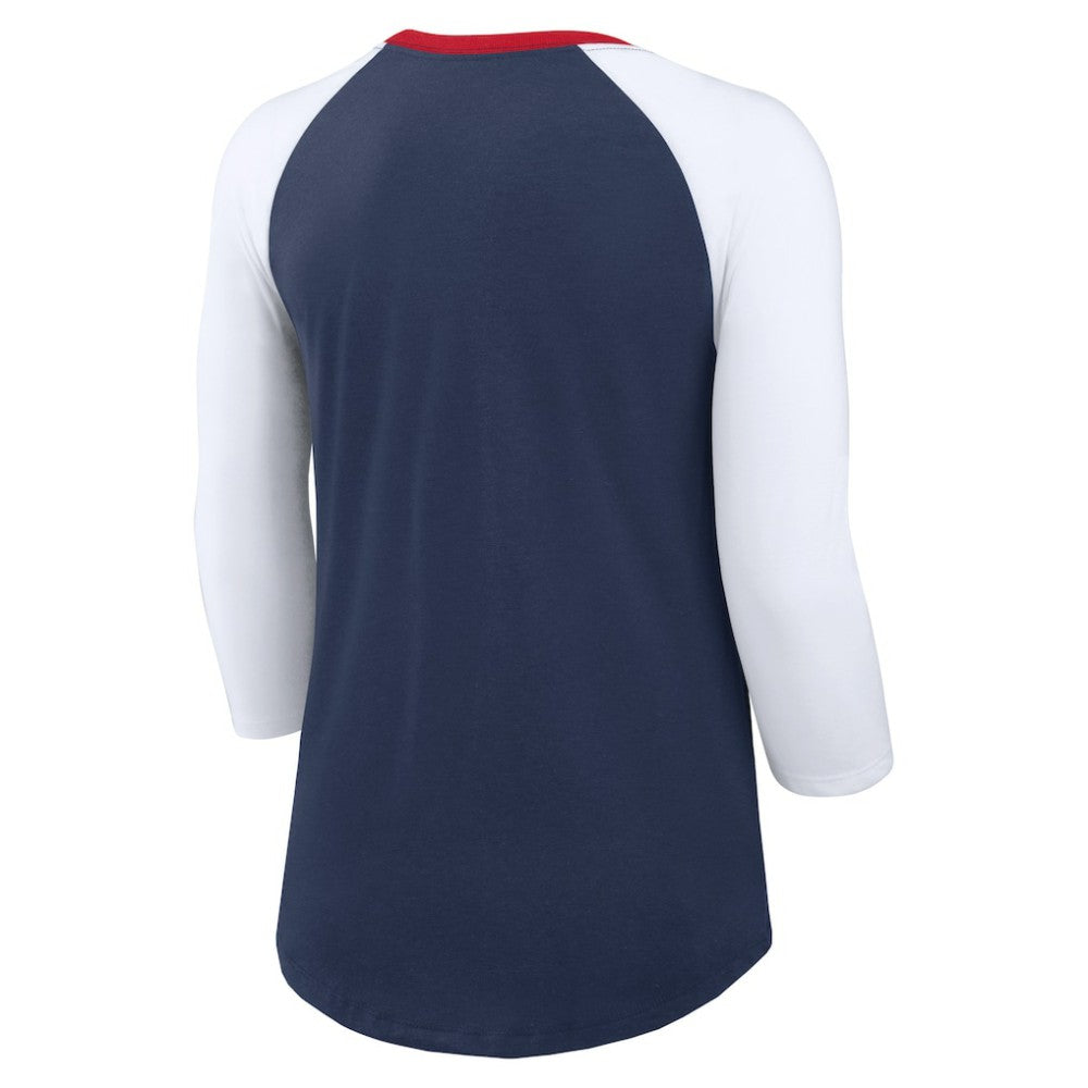 Navy/White Atlanta Braves Nike Women's Knockout Arch 3/4-Sleeve Raglan Tri-Blend T-Shirt