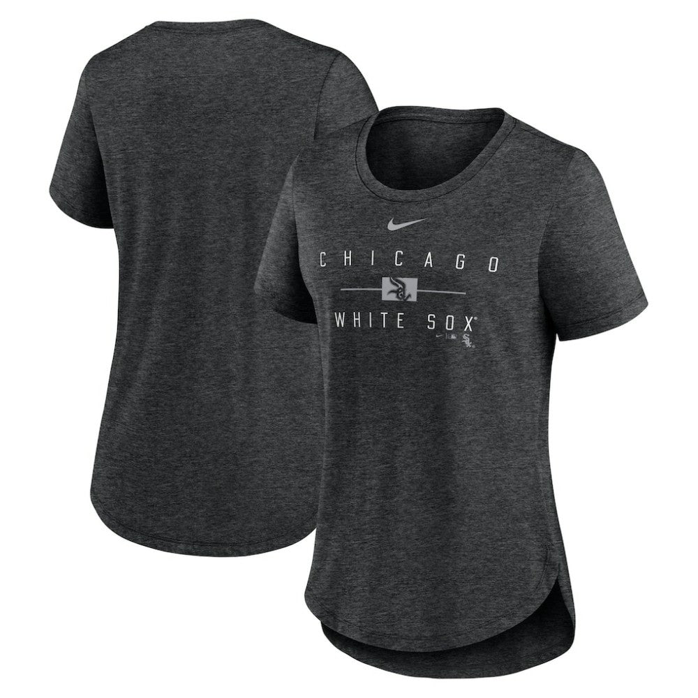Heather Black Chicago White Sox Nike Women's Knockout Team Stack Tri-Blend T-Shirt