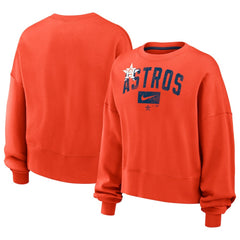 Orange Houston Astros Nike Women's Oversized Cropped Pullover Sweatshirt