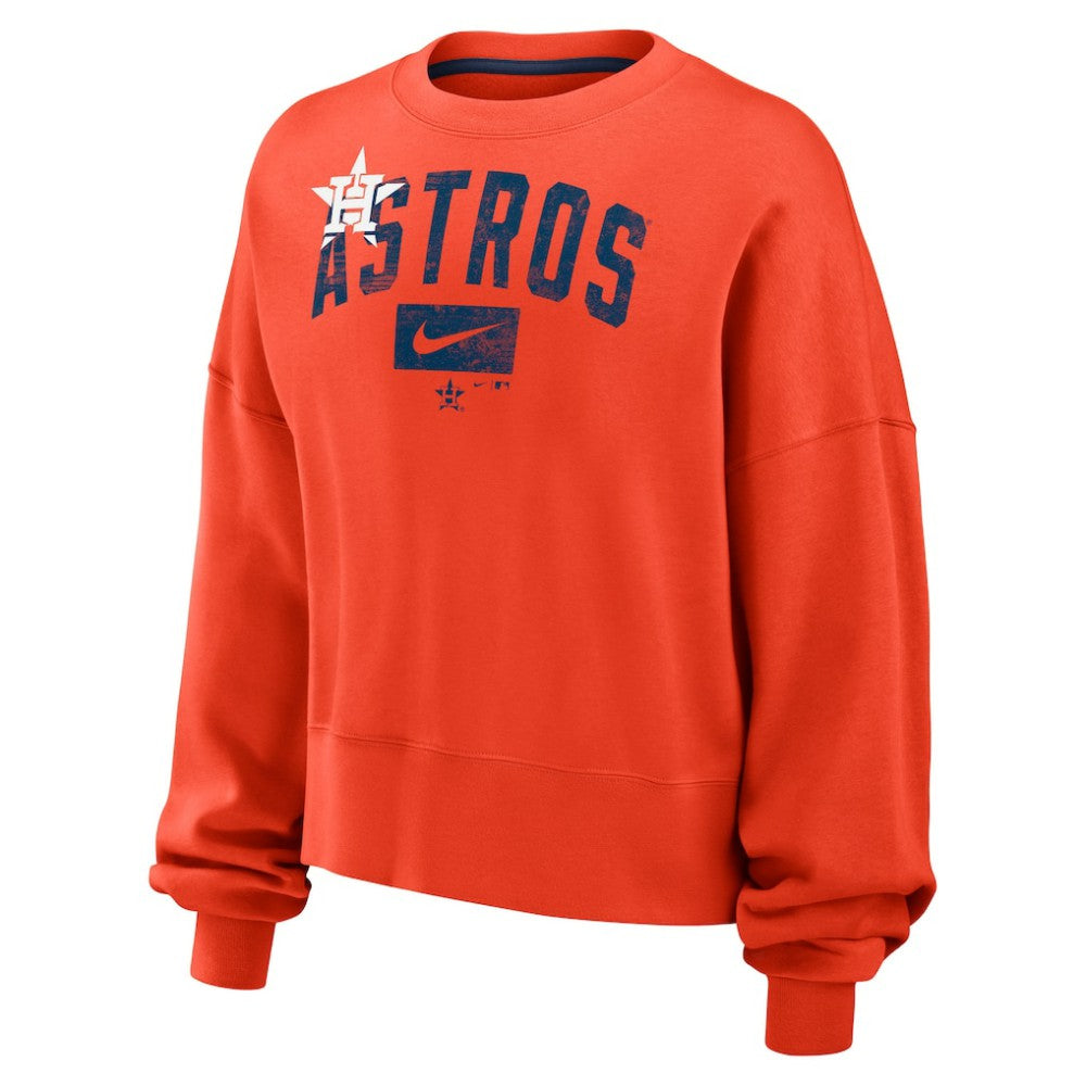 Orange Houston Astros Nike Women's Oversized Cropped Pullover Sweatshirt