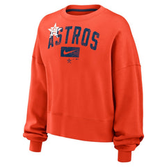 Orange Houston Astros Nike Women's Oversized Cropped Pullover Sweatshirt