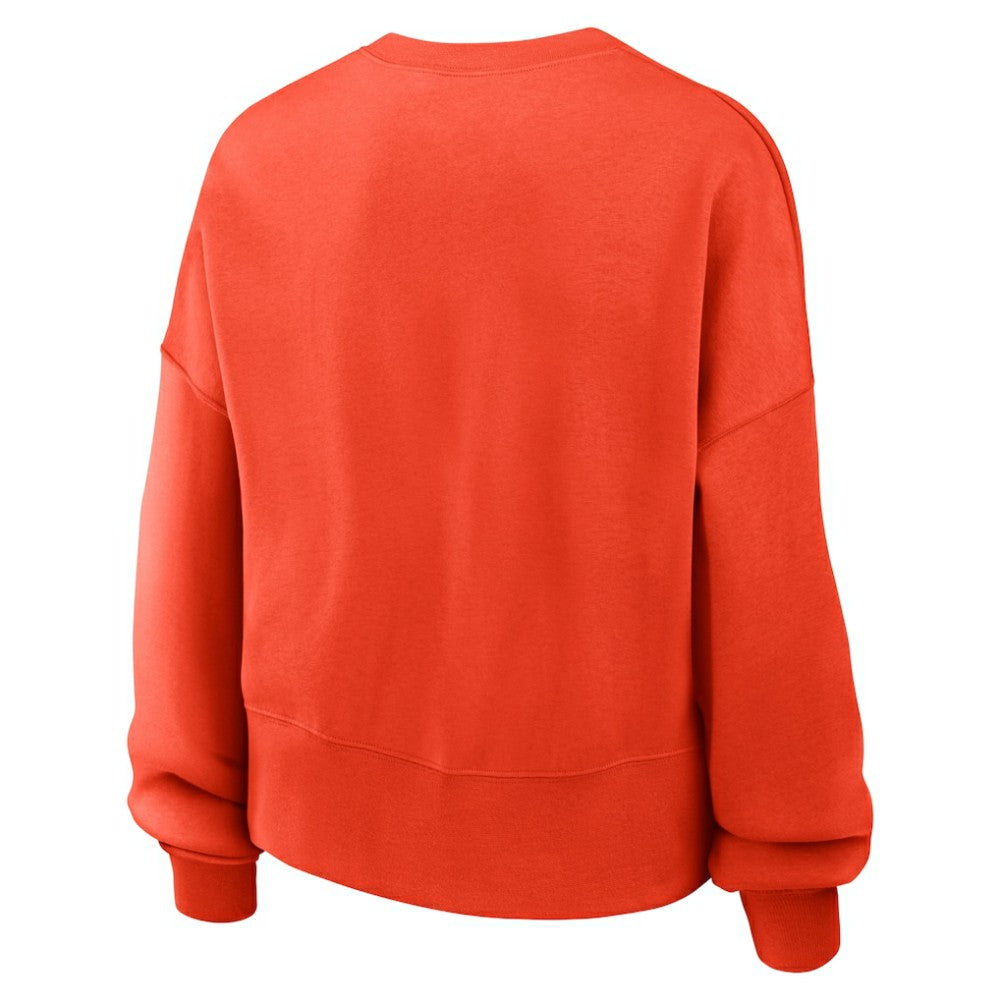 Orange Houston Astros Nike Women's Oversized Cropped Pullover Sweatshirt