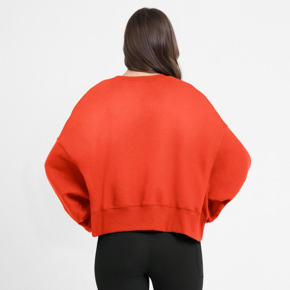 Orange Houston Astros Nike Women's Oversized Cropped Pullover Sweatshirt
