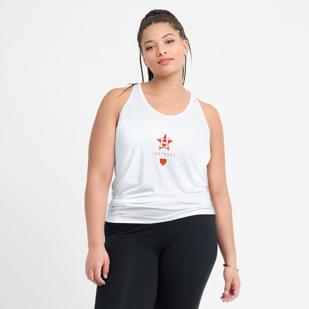 White Houston Astros Nike Women's Open-Back Crisscross Dri-FIT Tank Top