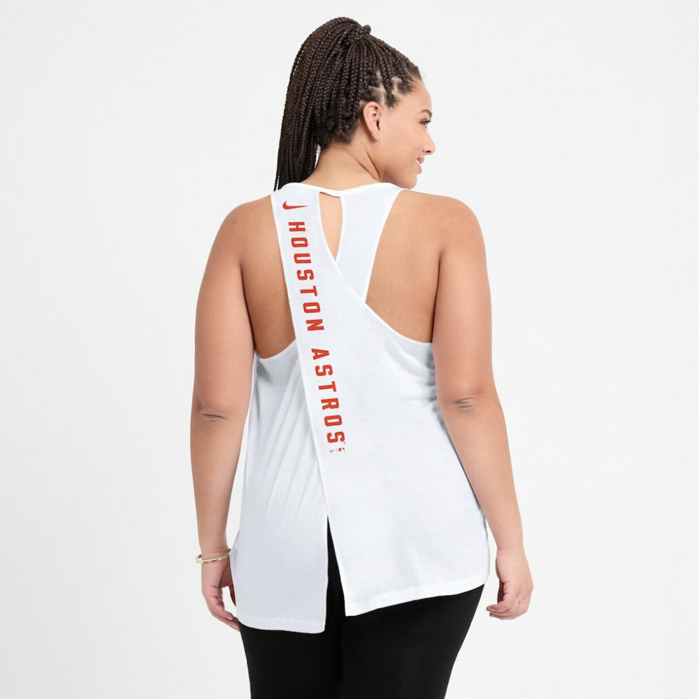 White Houston Astros Nike Women's Open-Back Crisscross Dri-FIT Tank Top