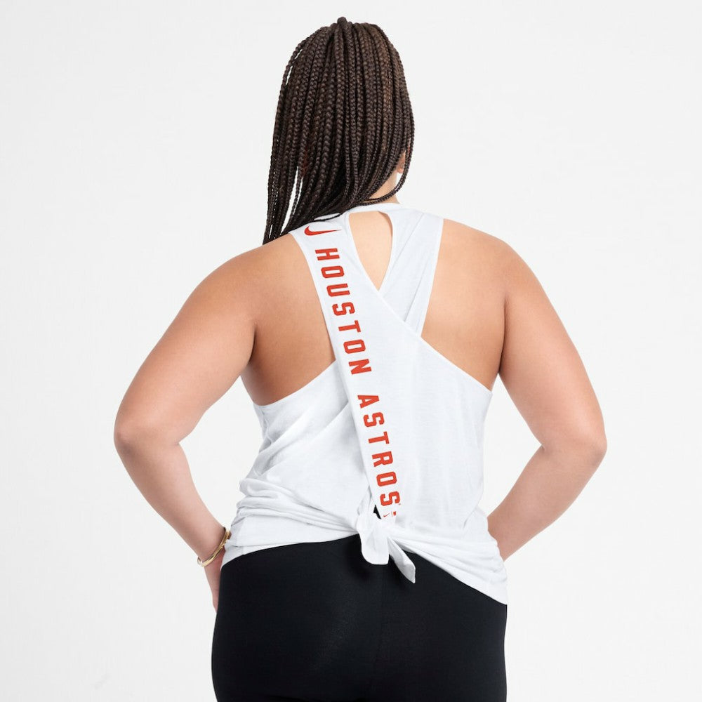 White Houston Astros Nike Women's Open-Back Crisscross Dri-FIT Tank Top