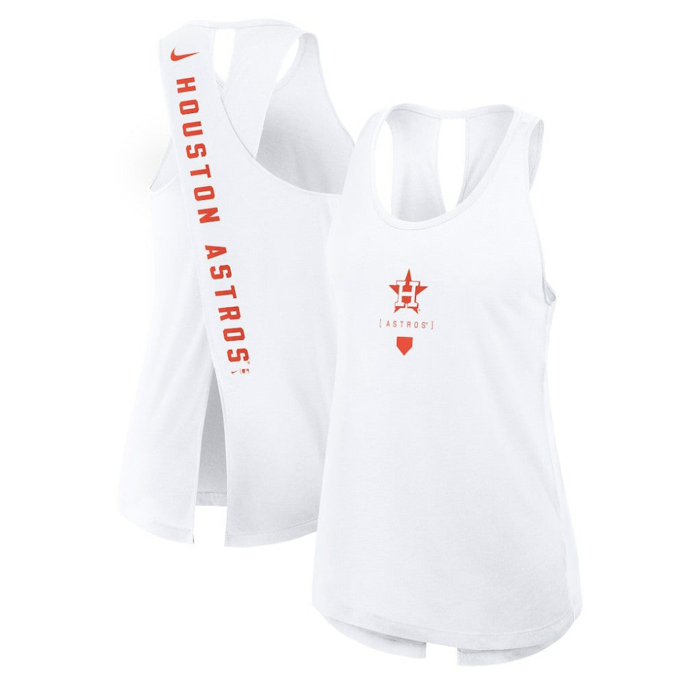 White Houston Astros Nike Women's Open-Back Crisscross Dri-FIT Tank Top
