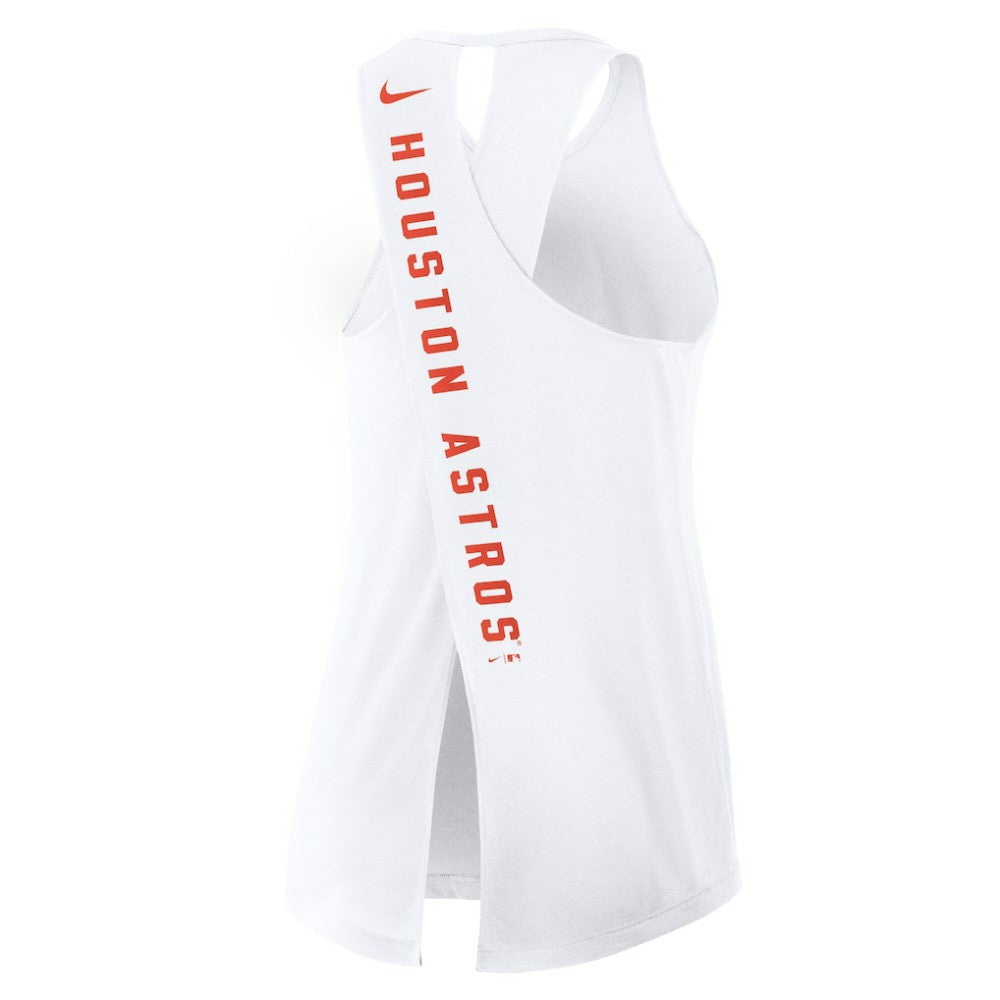 White Houston Astros Nike Women's Open-Back Crisscross Dri-FIT Tank Top