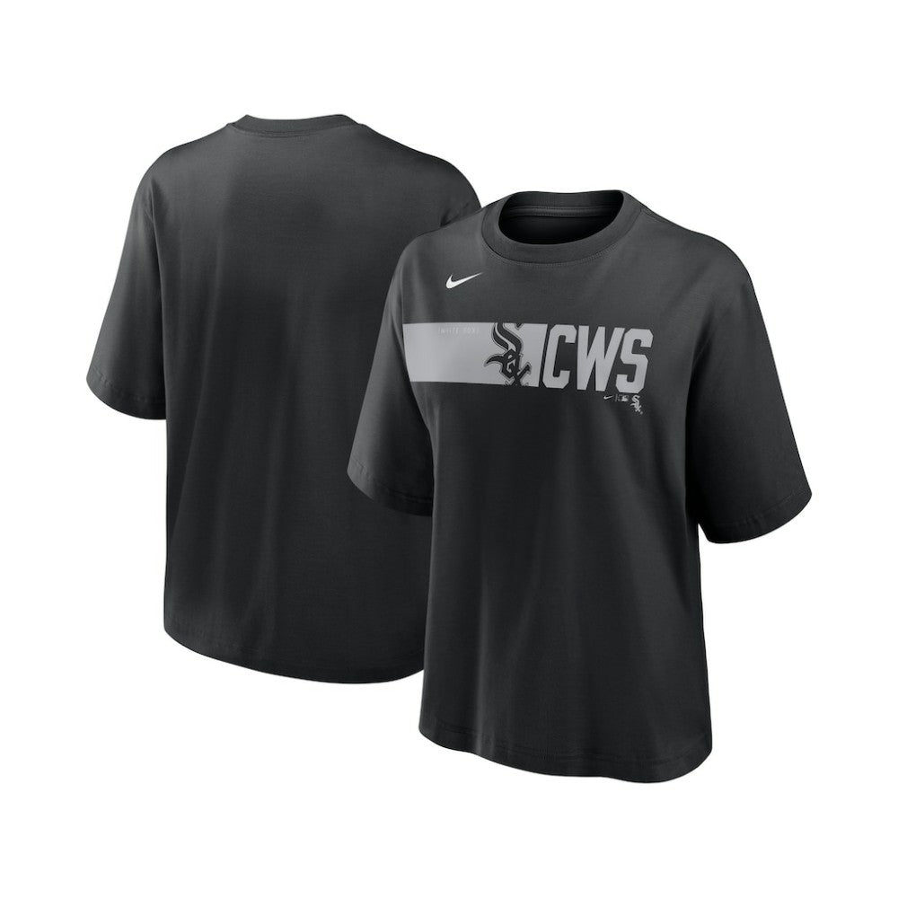 Black Chicago White Sox Nike Women's Knockout Boxy T-Shirt