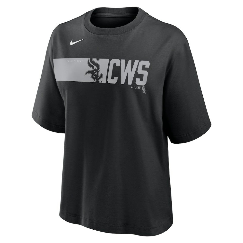 Black Chicago White Sox Nike Women's Knockout Boxy T-Shirt