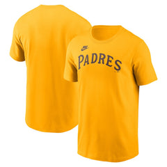 Gold San Diego Padres Nike Cooperstown Collection Wordmark T-Shirt
