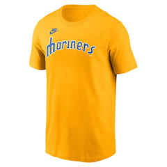 Gold Seattle Mariners Nike Cooperstown Collection Wordmark T-Shirt