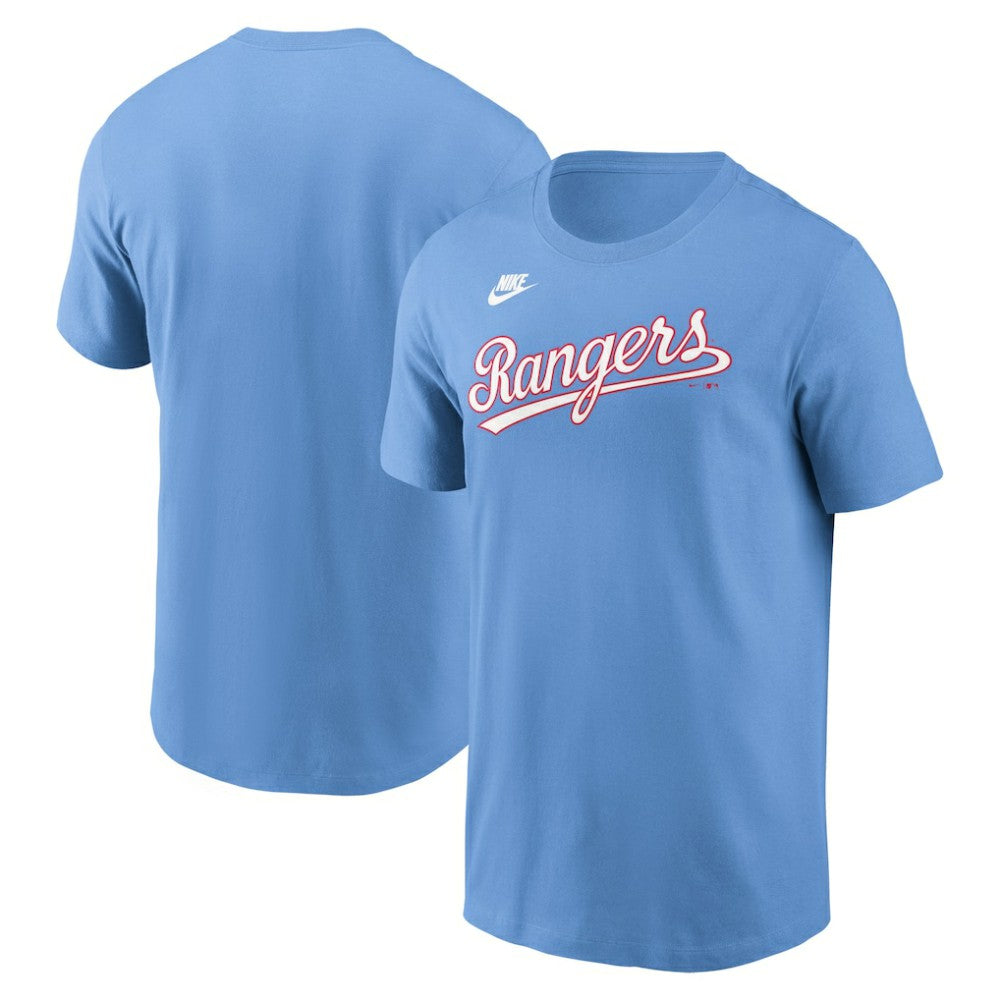 Light Blue Texas Rangers Nike Cooperstown Collection Wordmark T-Shirt