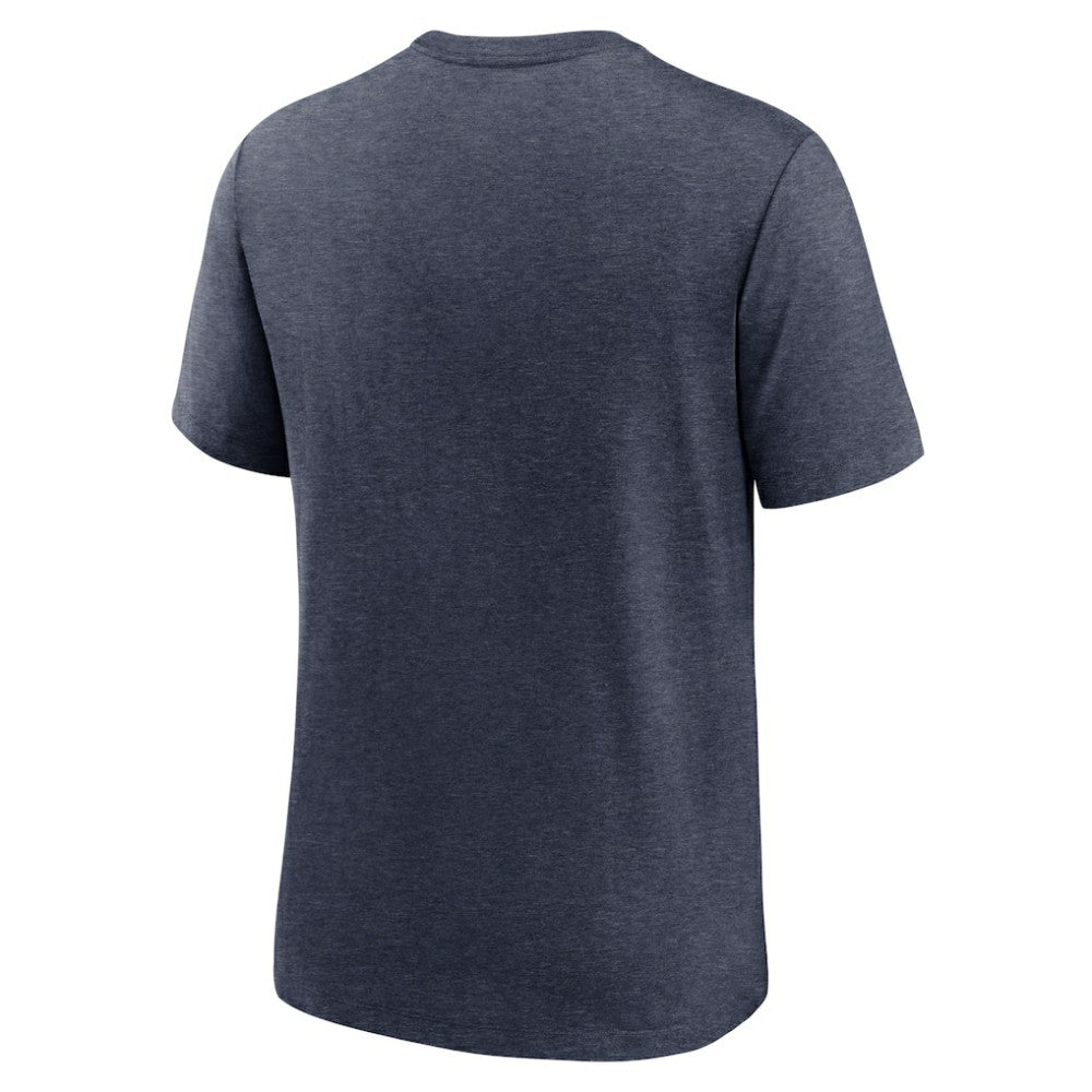 Heather Navy Chicago Cubs Nike Cooperstown Collection Local Stack Tri-Blend T-Shirt