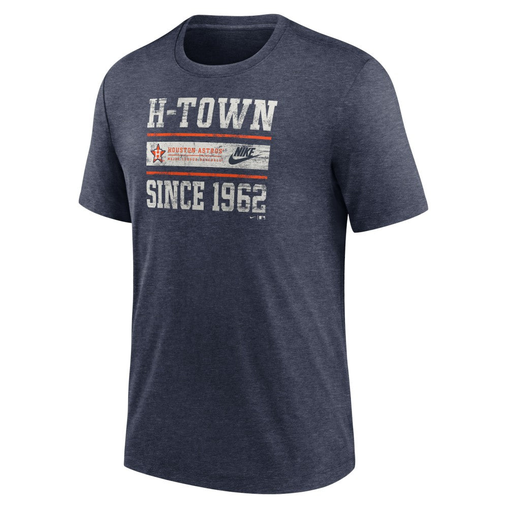 Heather Navy Houston Astros Nike Cooperstown Collection Local Stack Tri-Blend T-Shirt
