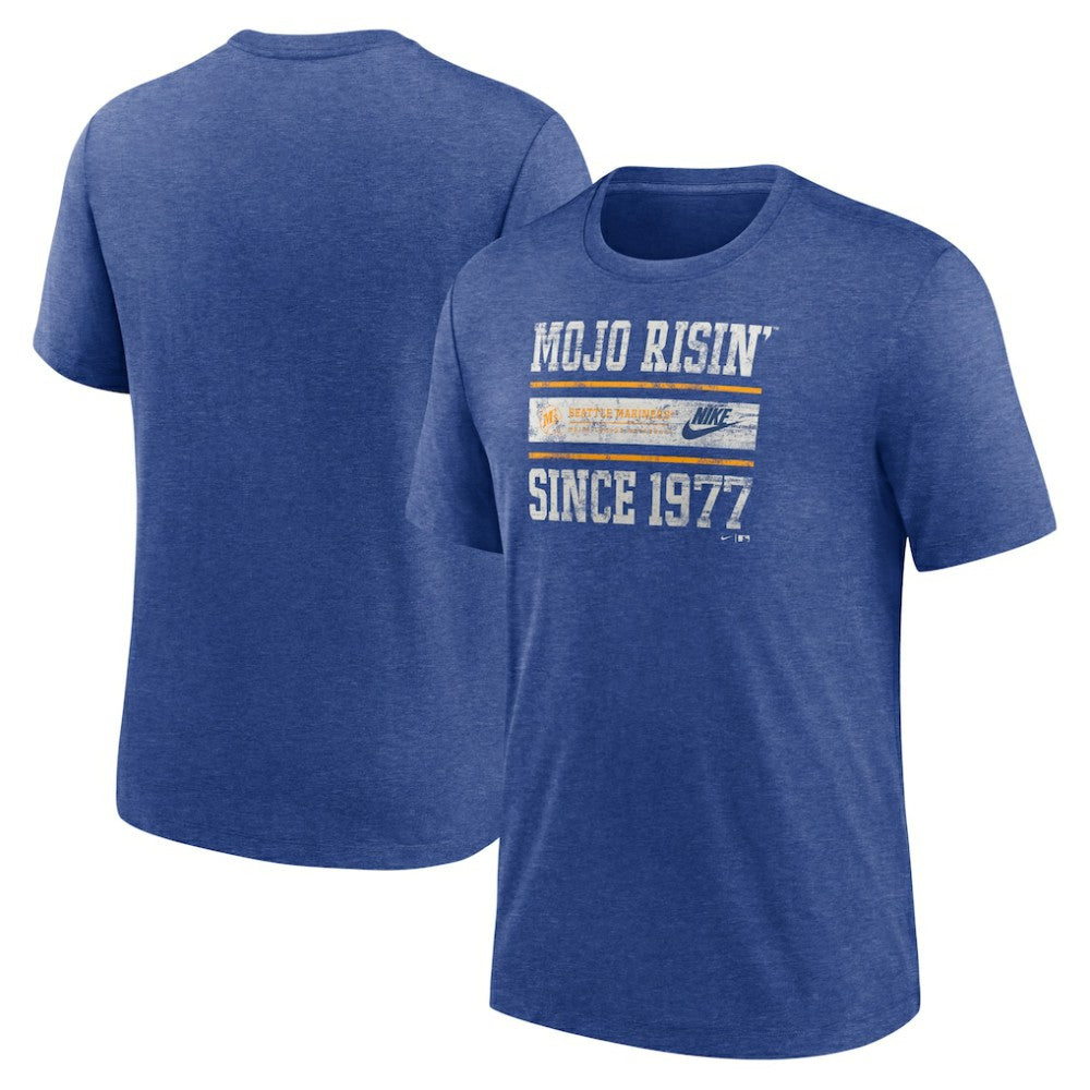 Heather Royal Seattle Mariners Nike Cooperstown Collection Local Stack Tri-Blend T-Shirt