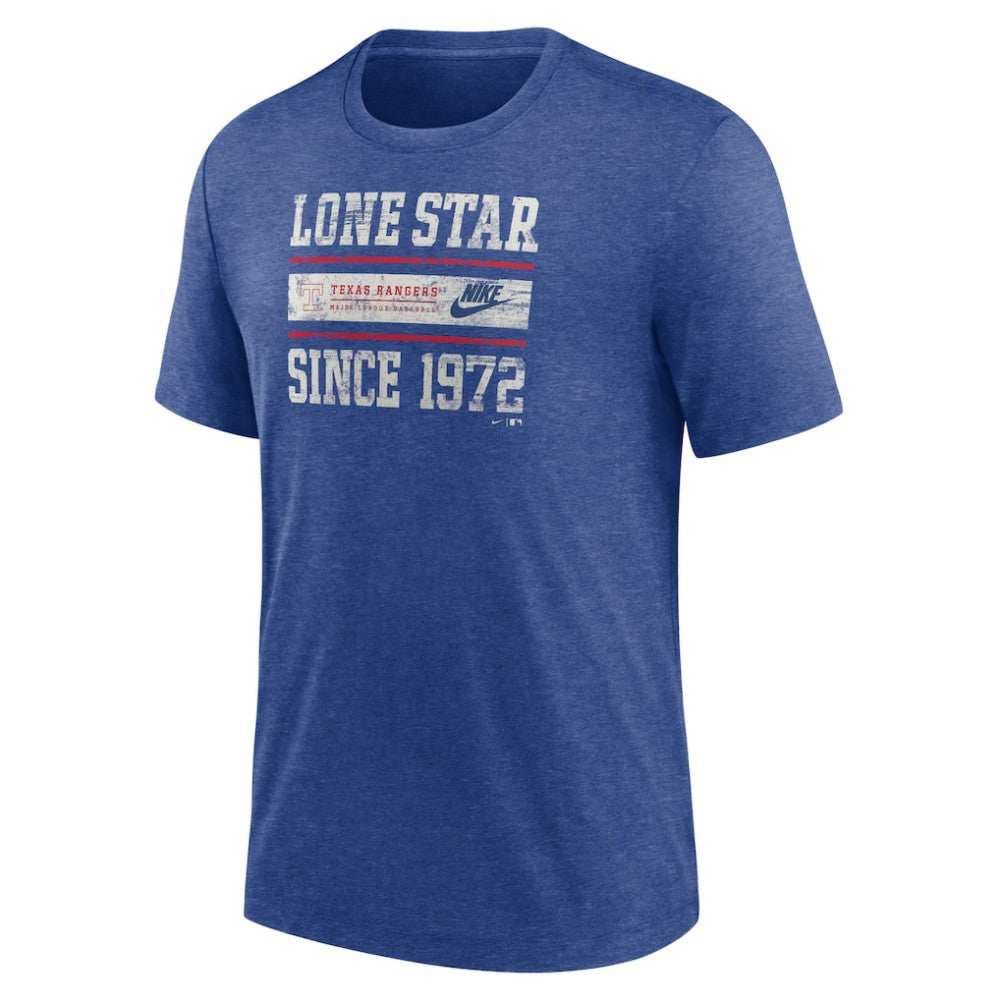 Heather Royal Texas Rangers Nike Cooperstown Collection Local Stack Tri-Blend T-Shirt