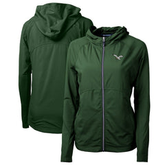 Cutter & Buck Women's Gridiron Classics Logo Adapt Eco Knit Hybrid Recycled Full-Zip Hoodie - Philadelphia Eagles Hoodies