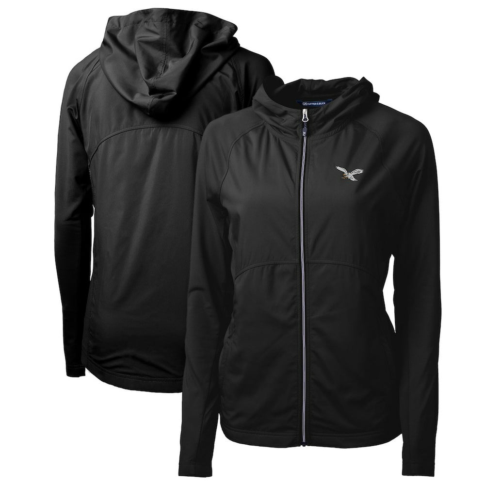 Cutter & Buck Women's Gridiron Classics Logo Adapt Eco Knit Hybrid Recycled Full-Zip Hoodie - Philadelphia Eagles Hoodies