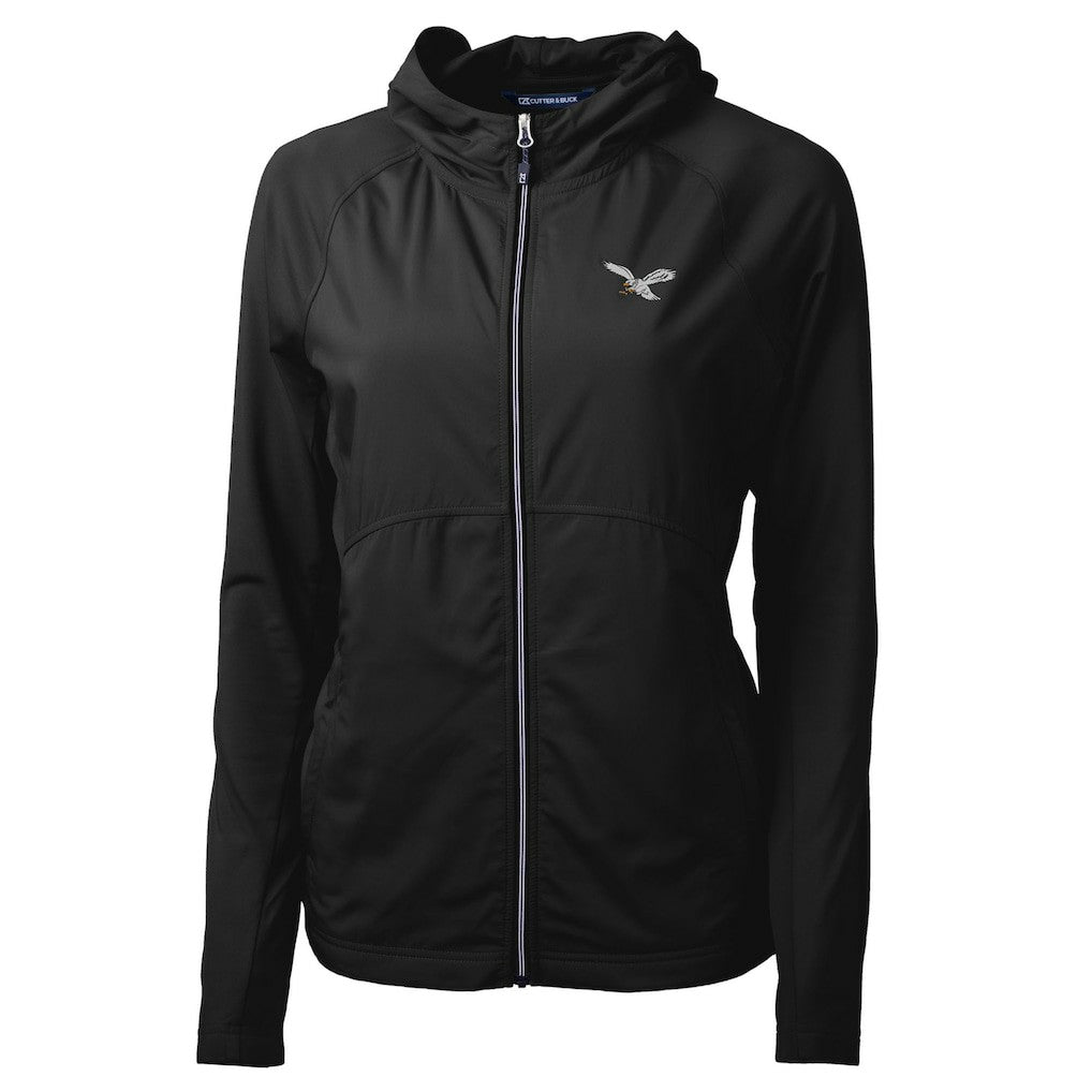 Cutter & Buck Women's Gridiron Classics Logo Adapt Eco Knit Hybrid Recycled Full-Zip Hoodie - Philadelphia Eagles Hoodies