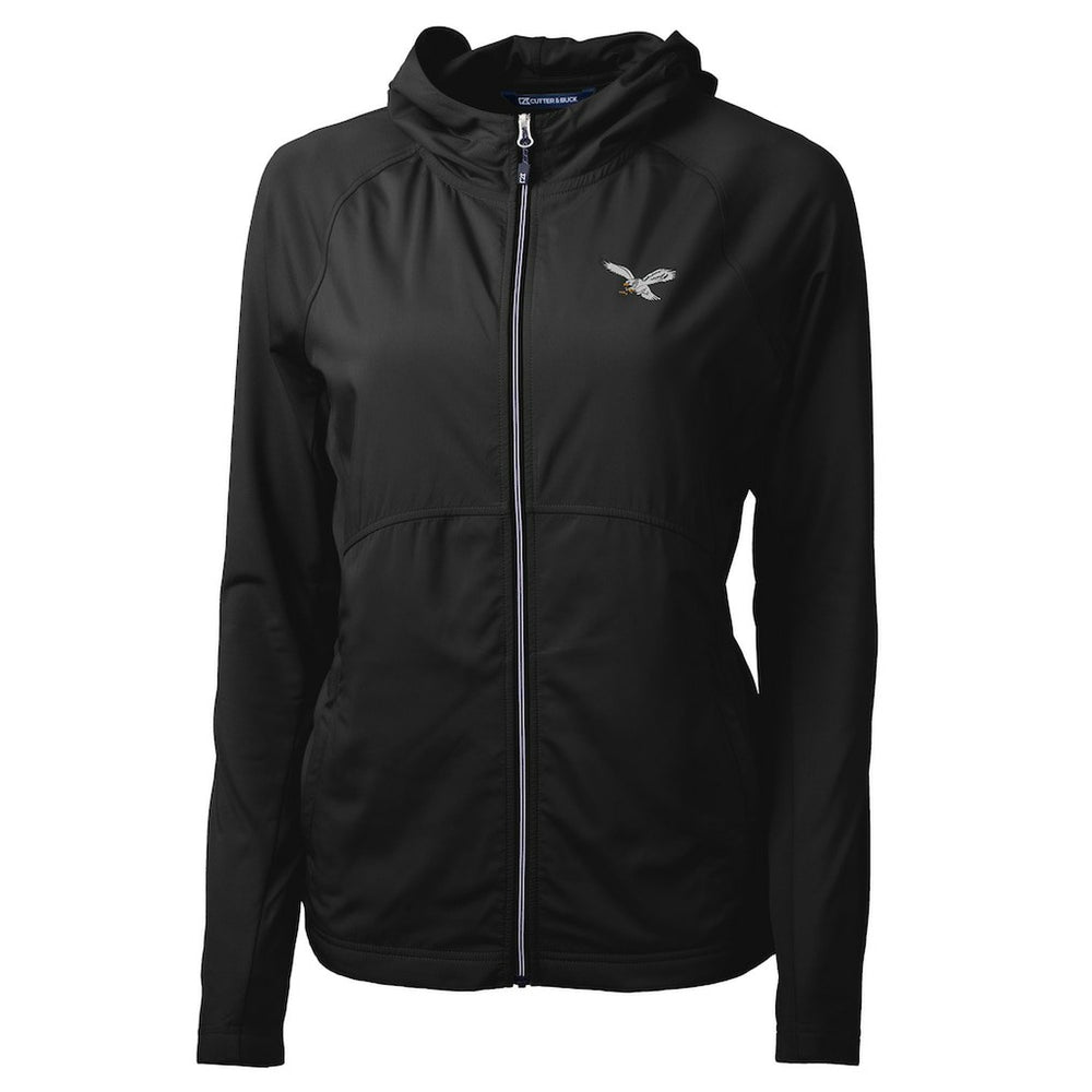 Cutter & Buck Women's Gridiron Classics Logo Adapt Eco Knit Hybrid Recycled Full-Zip Hoodie - Philadelphia Eagles Hoodies