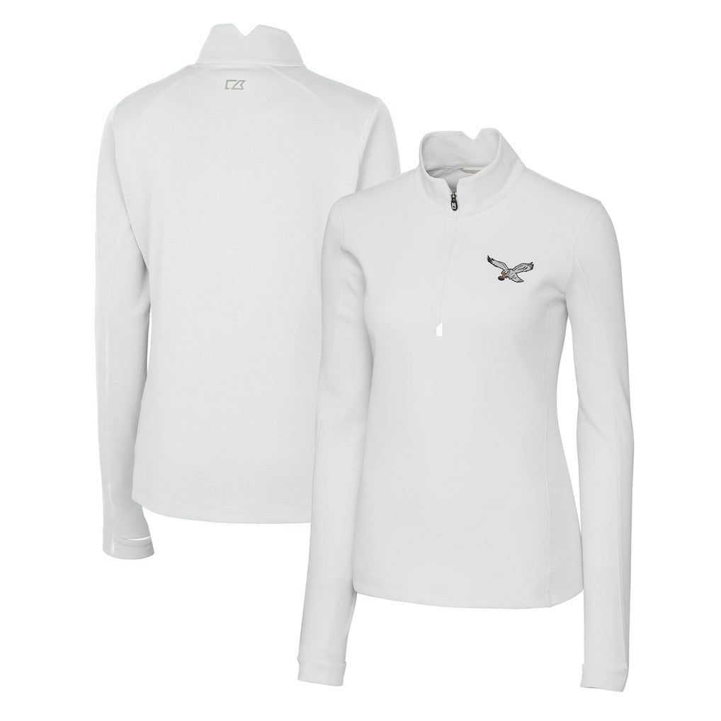 Cutter & Buck Women's Gridiron Classics Logo DryTec Traverse Stretch Quarter-Zip Pullover Top - Philadelphia Eagles Pullover
