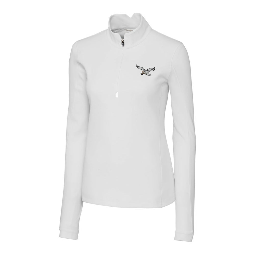 Cutter & Buck Women's Gridiron Classics Logo DryTec Traverse Stretch Quarter-Zip Pullover Top - Philadelphia Eagles Pullover