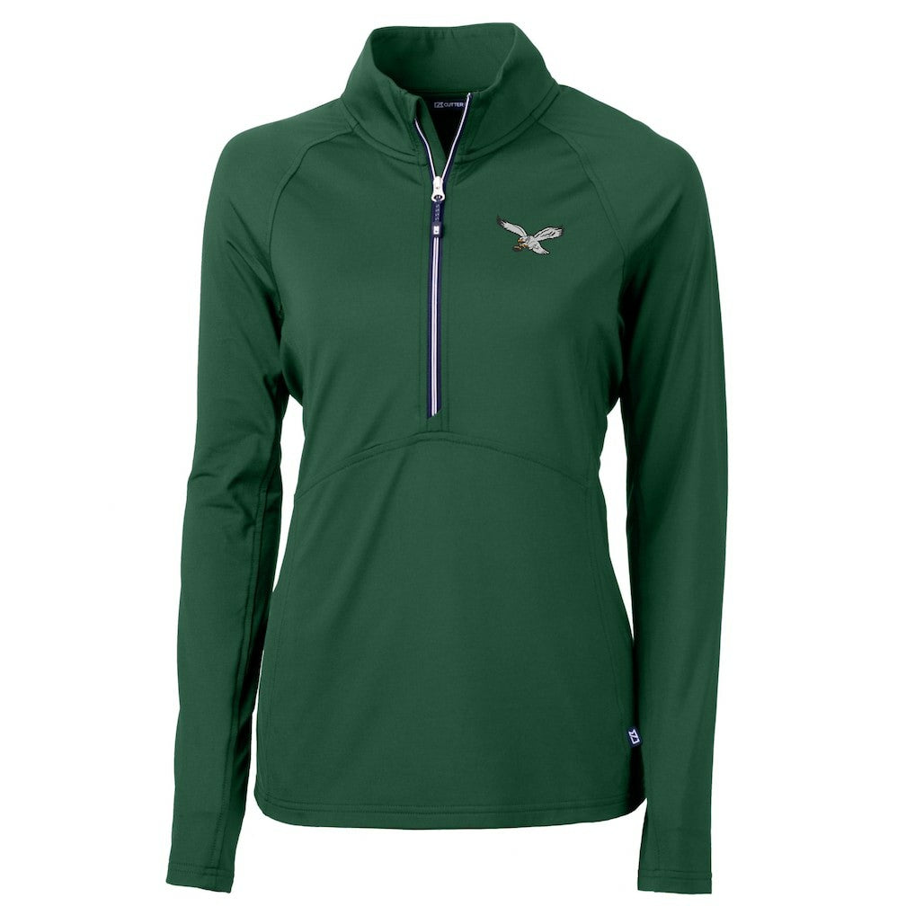 Cutter & Buck Women's Gridiron Classics Logo Adapt Eco Knit Stretch Recycled Half-Zip Pullover Top - Philadelphia Eagles Pullover