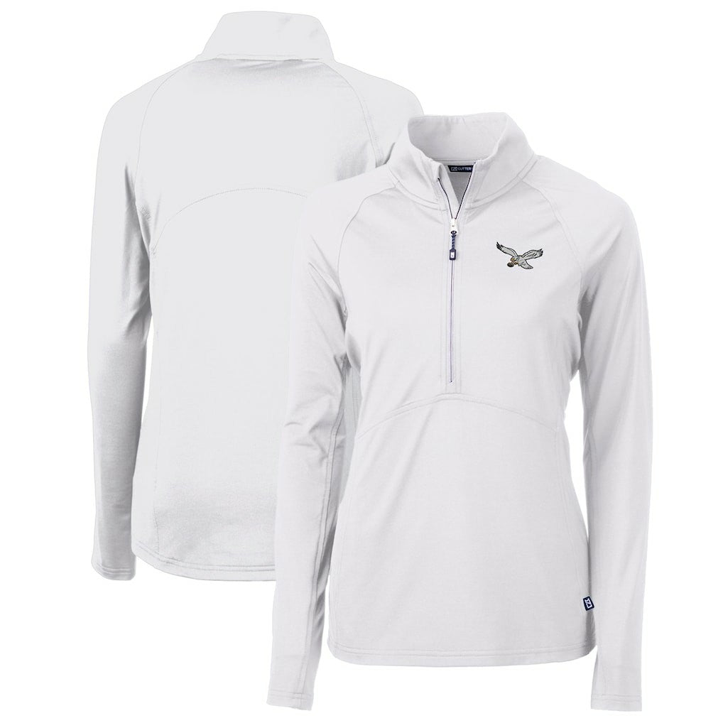 Cutter & Buck Women's Gridiron Classics Logo Adapt Eco Knit Stretch Recycled Half-Zip Pullover Top - Philadelphia Eagles Pullover