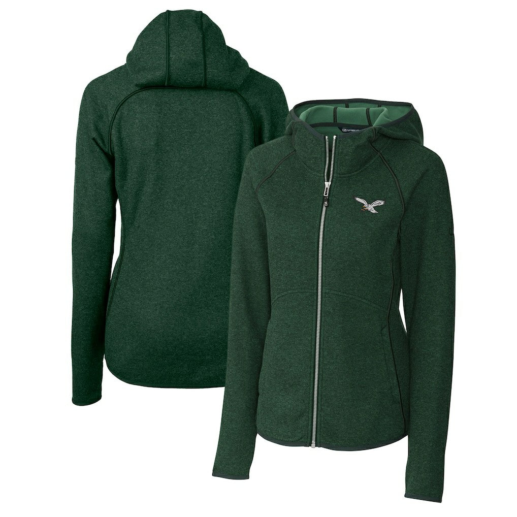 Cutter & Buck Women's Gridiron Classics Logo Mainsail Sweater-Knit Full-Zip Hoodie - Philadelphia Eagles Hoodies