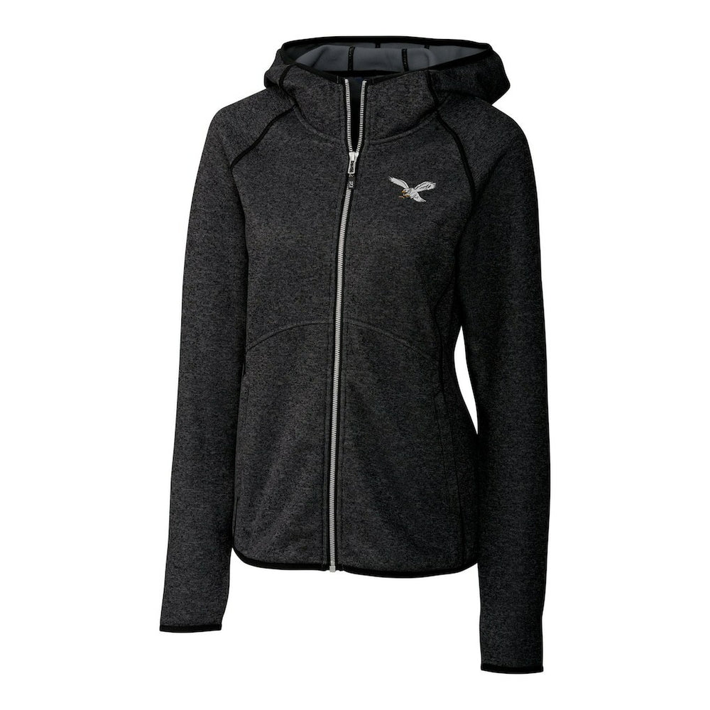 Cutter & Buck Women's Gridiron Classics Logo Mainsail Sweater-Knit Full-Zip Hoodie - Philadelphia Eagles Hoodies