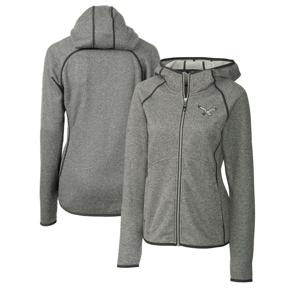 Cutter & Buck Women's Gridiron Classics Logo Mainsail Sweater-Knit Full-Zip Hoodie - Philadelphia Eagles Hoodies