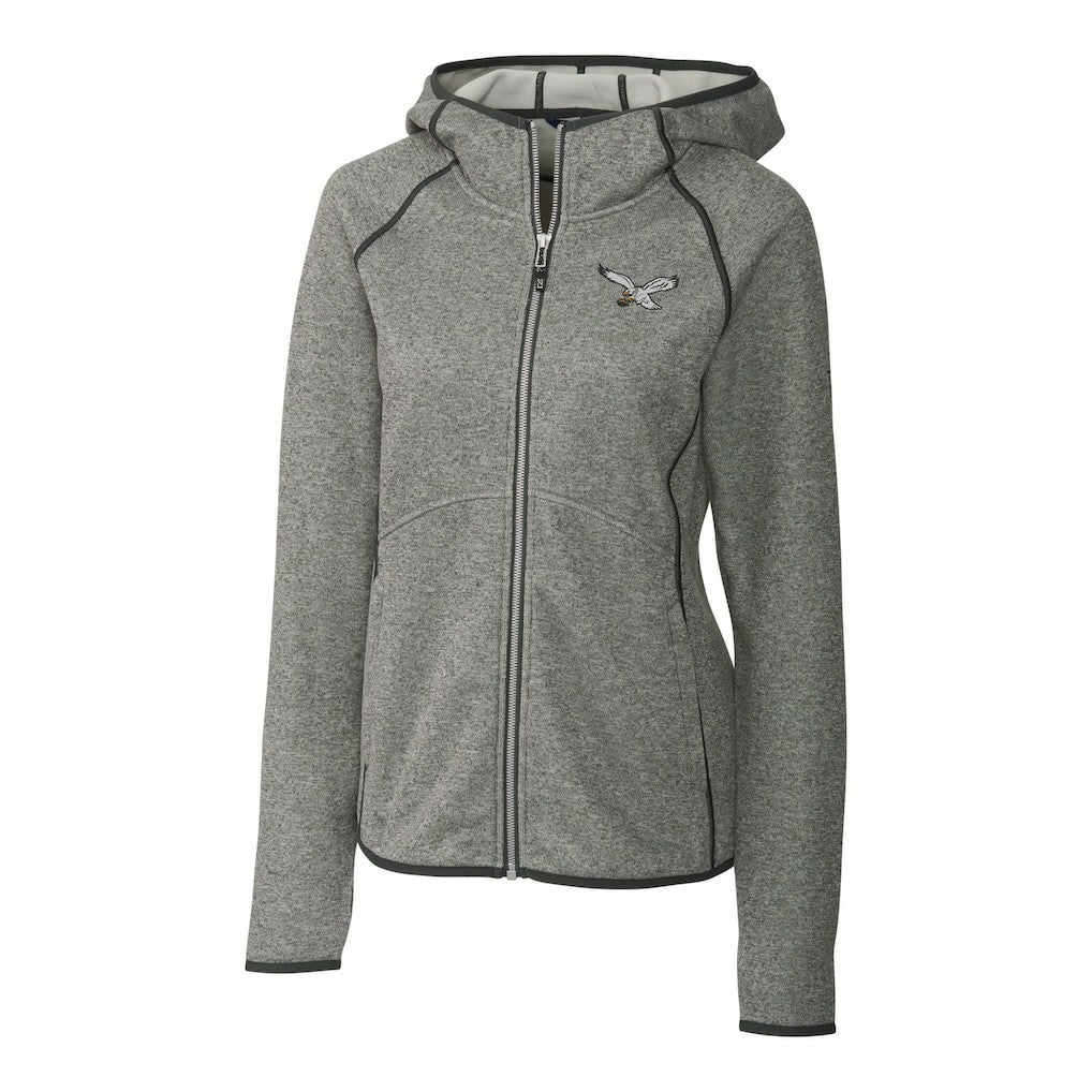 Cutter & Buck Women's Gridiron Classics Logo Mainsail Sweater-Knit Full-Zip Hoodie - Philadelphia Eagles Hoodies
