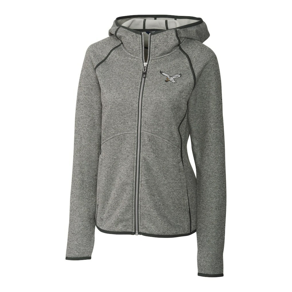 Cutter & Buck Women's Gridiron Classics Logo Mainsail Sweater-Knit Full-Zip Hoodie - Philadelphia Eagles Hoodies