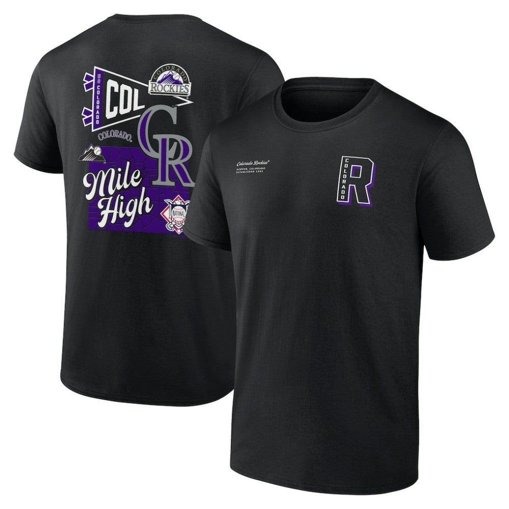 Black Colorado Rockies Fanatics Split Zone T-Shirt