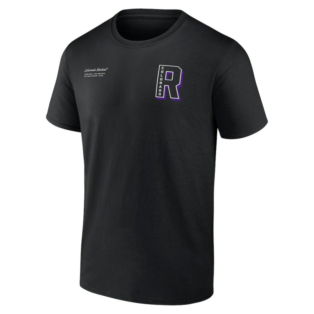 Black Colorado Rockies Fanatics Split Zone T-Shirt